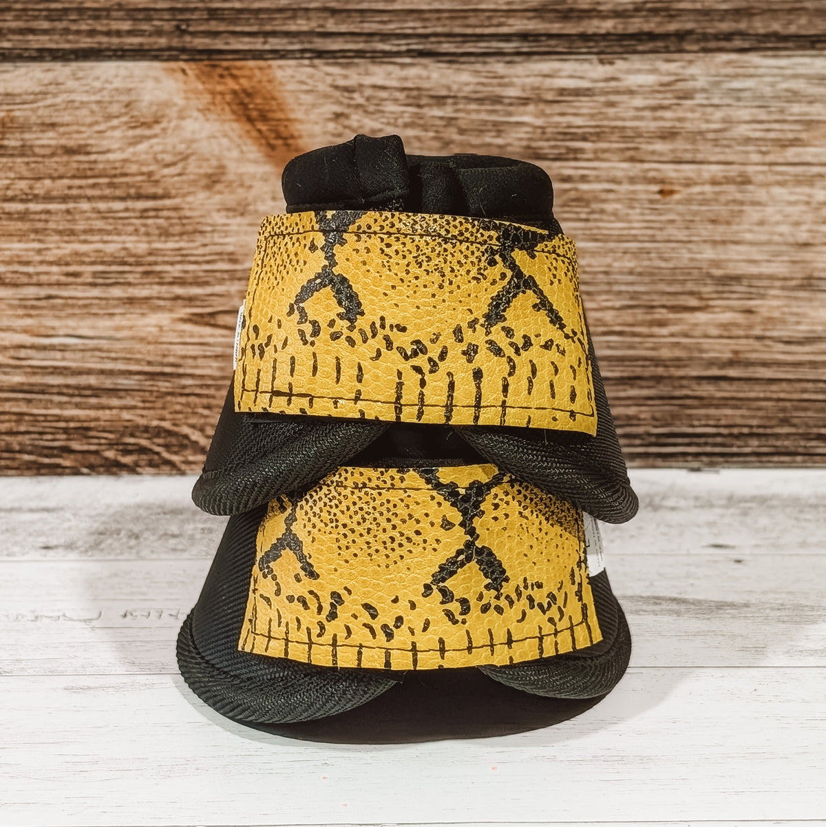 Large Black Bells w/ Yellow Python Leather Straps