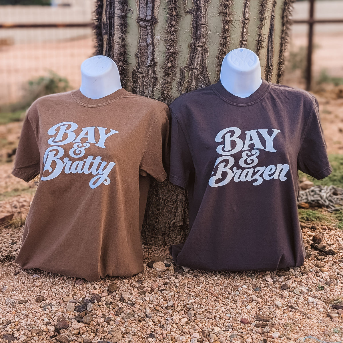 Bay & Bratty and Bay & Brazen Tees side by side