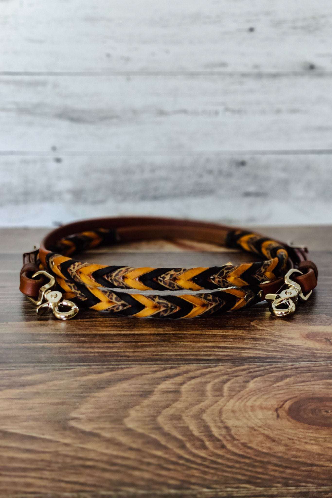 Black, Tan & Cheetah Triple Laced Barrel Reins - The Glamorous Cowgirl