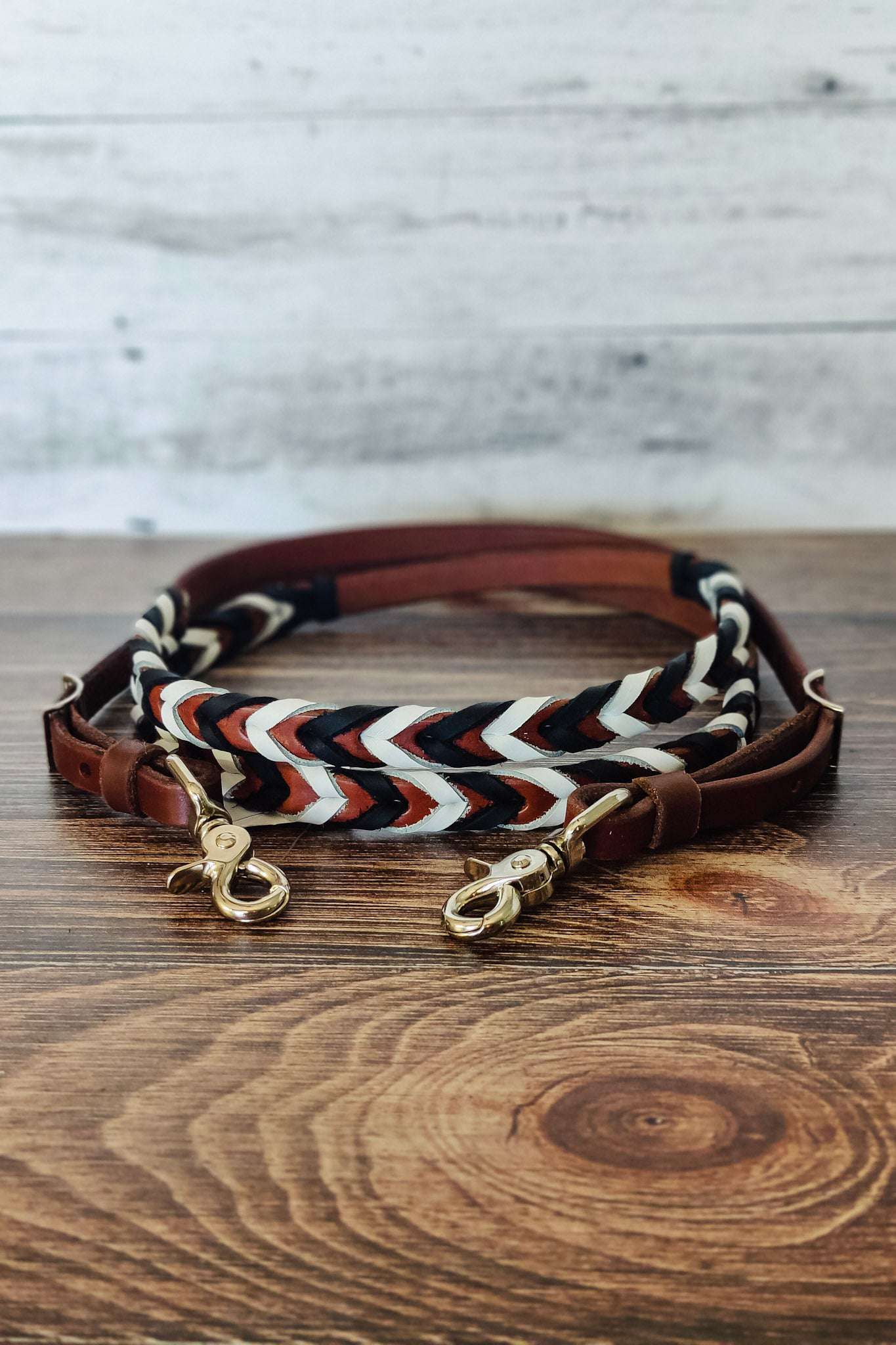 Black & White Double Laced Barrel Reins - The Glamorous Cowgirl