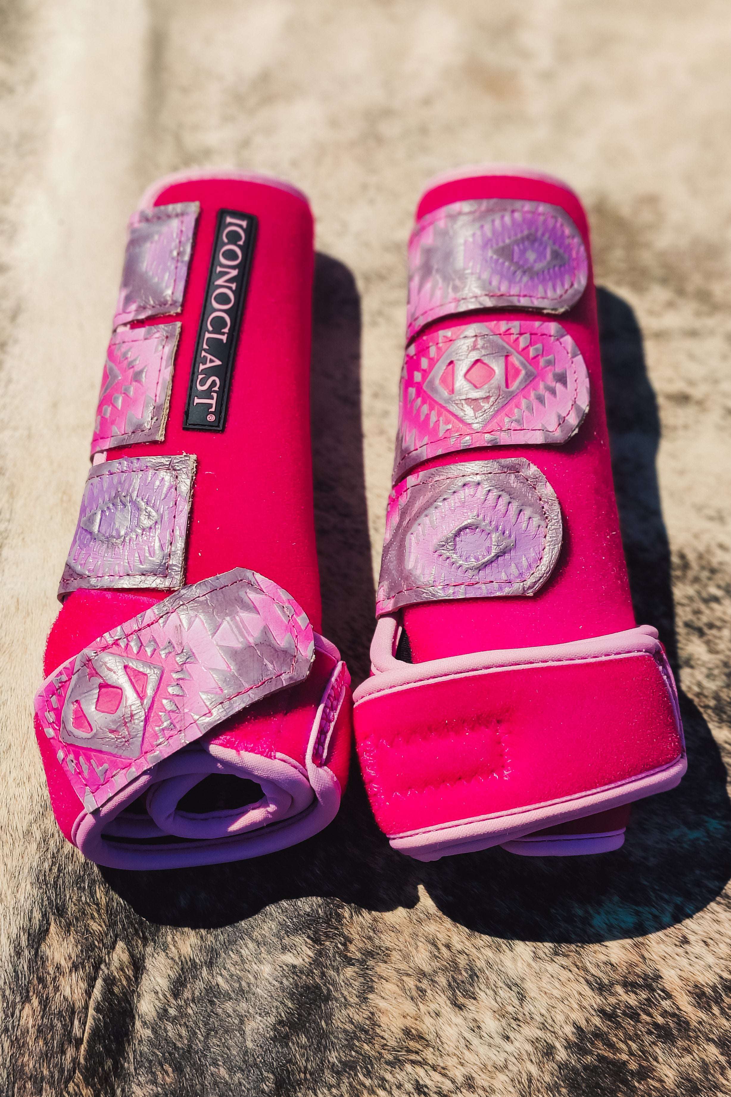 Kiss Me Cowboy Purple Aztec Custom Leather Strap Iconoclast Boots - The Glamorous Cowgirl