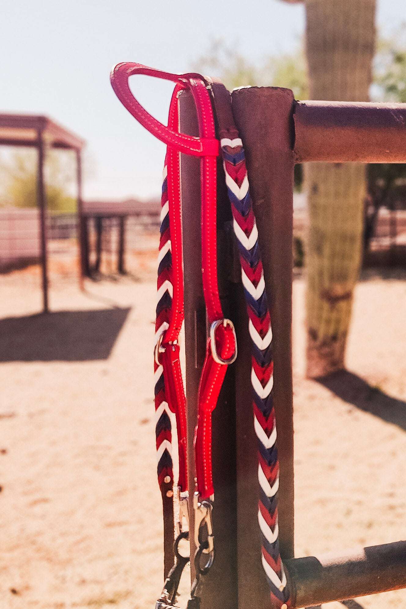 Red Leather Quick Change Working Headstall - The Glamorous Cowgirl