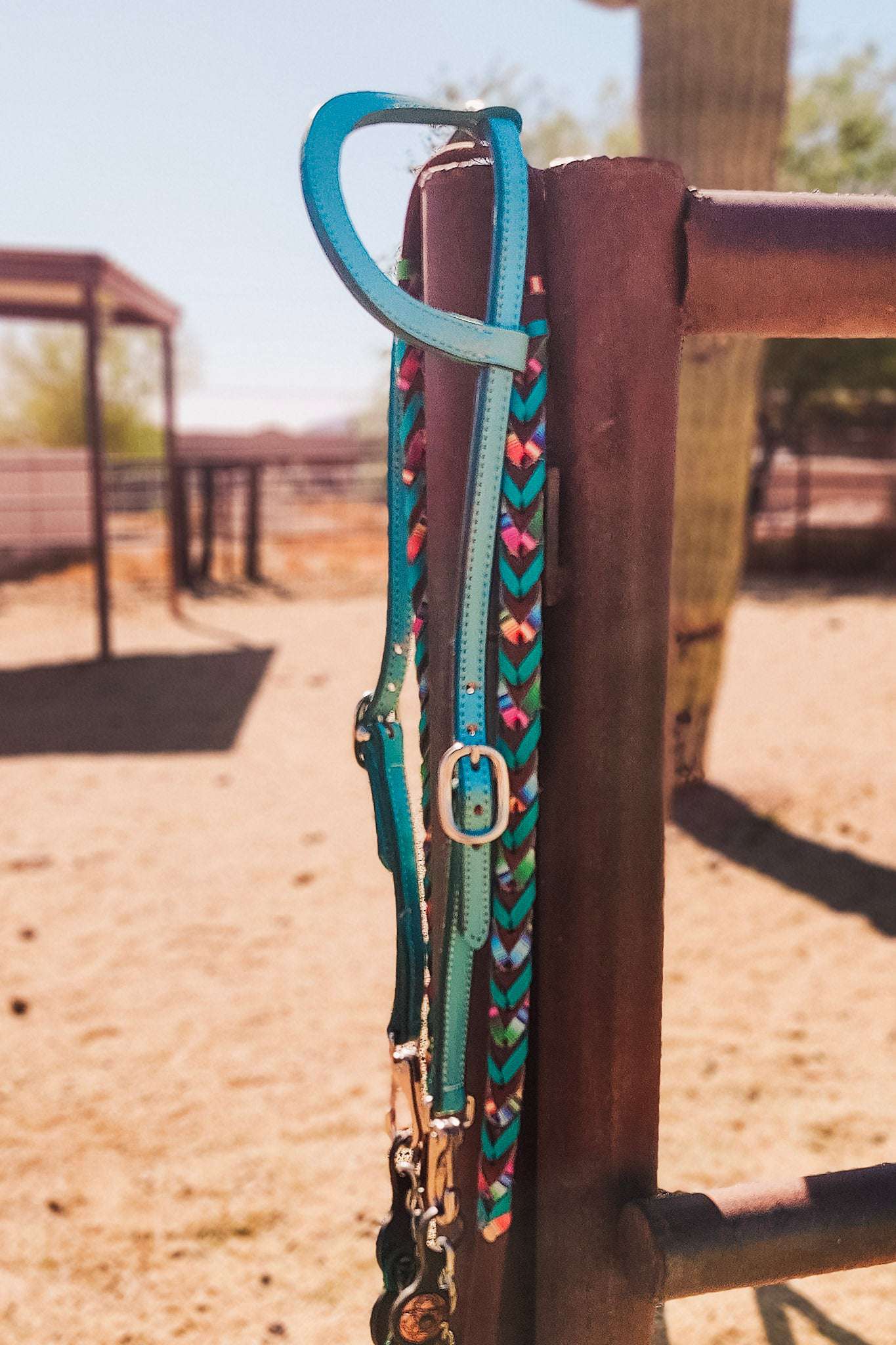 Turquoise Leather Quick Change Working Headstall - The Glamorous Cowgirl