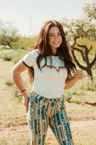 Cream Rythym Ringer Performance Tech Tee - The Glamorous Cowgirl
