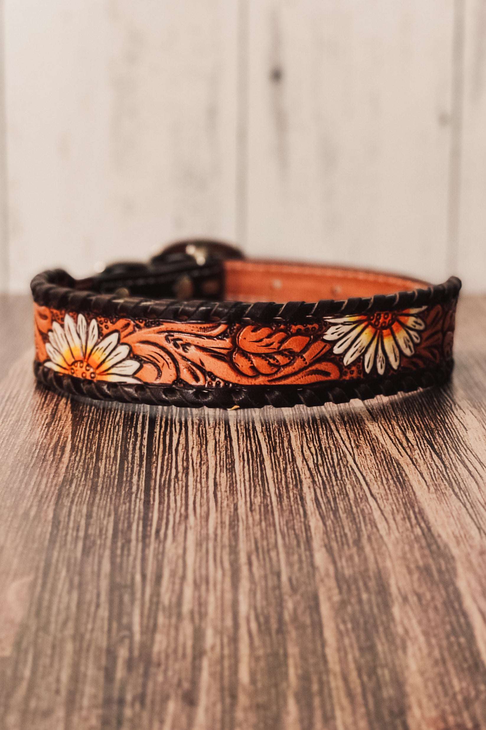 Daisy Tooled Dog Collar - The Glamorous Cowgirl