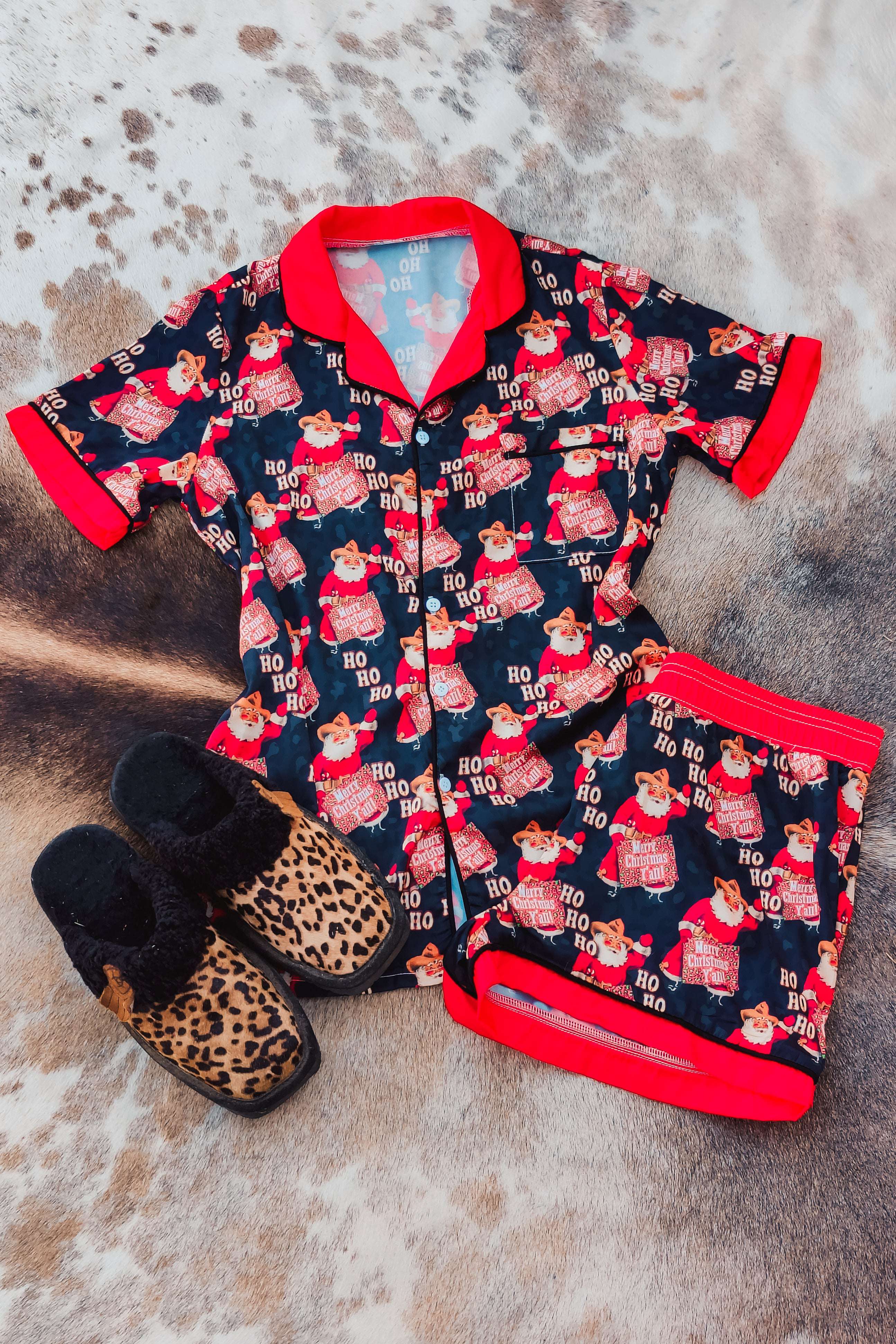 Ho Ho Ho Satin PJs - The Glamorous Cowgirl
