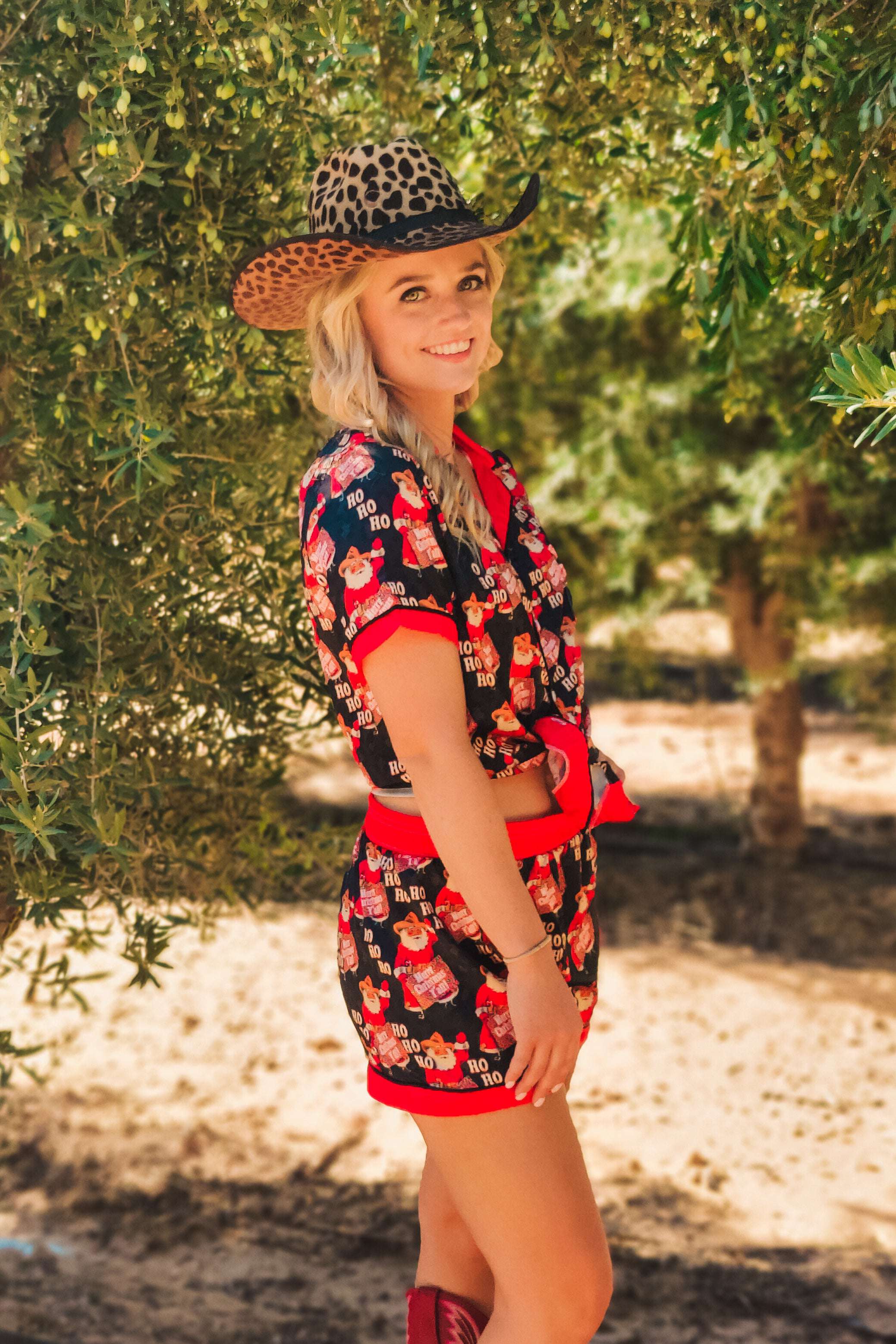 Ho Ho Ho Satin PJs - The Glamorous Cowgirl