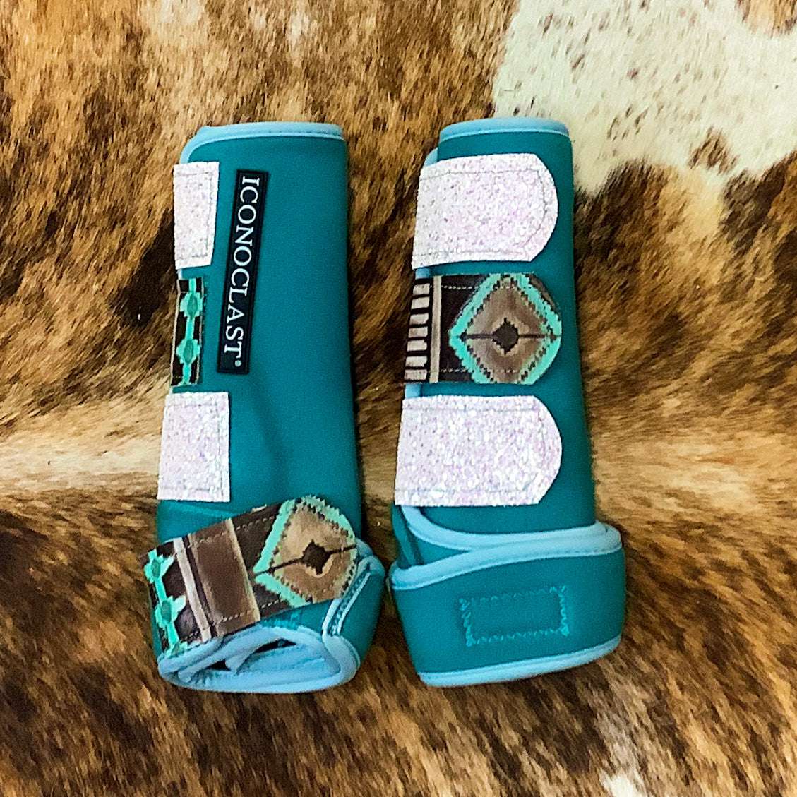 Leather Strap Boots - Turquoise Aztec - The Glamorous Cowgirl