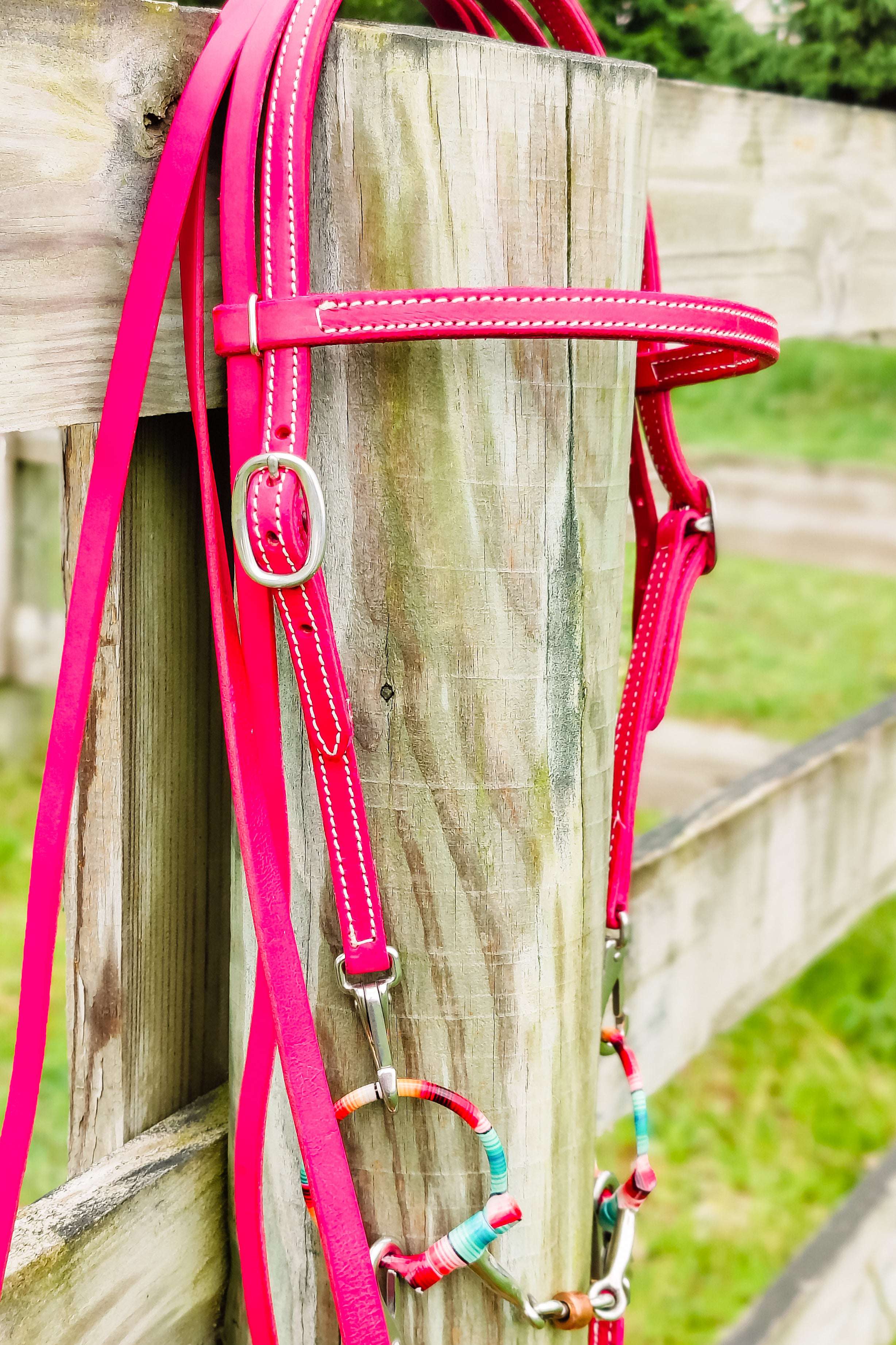 Pink Leather Quick Change Working Headstall - The Glamorous Cowgirl