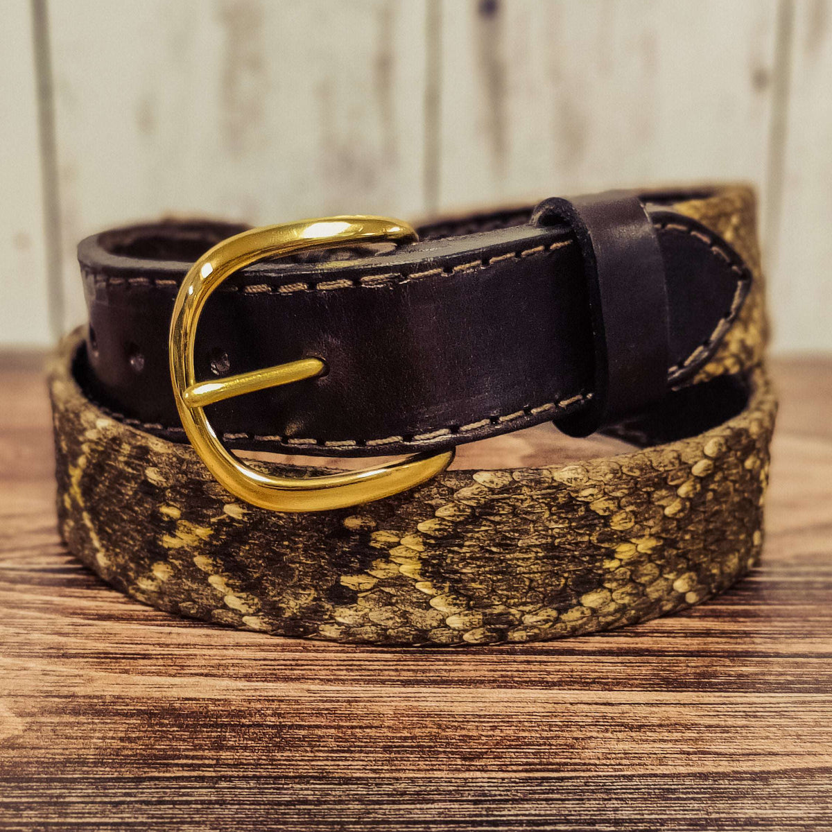 Rattlesnake and Bridle Leather Belt | The Gritty Cowboy 