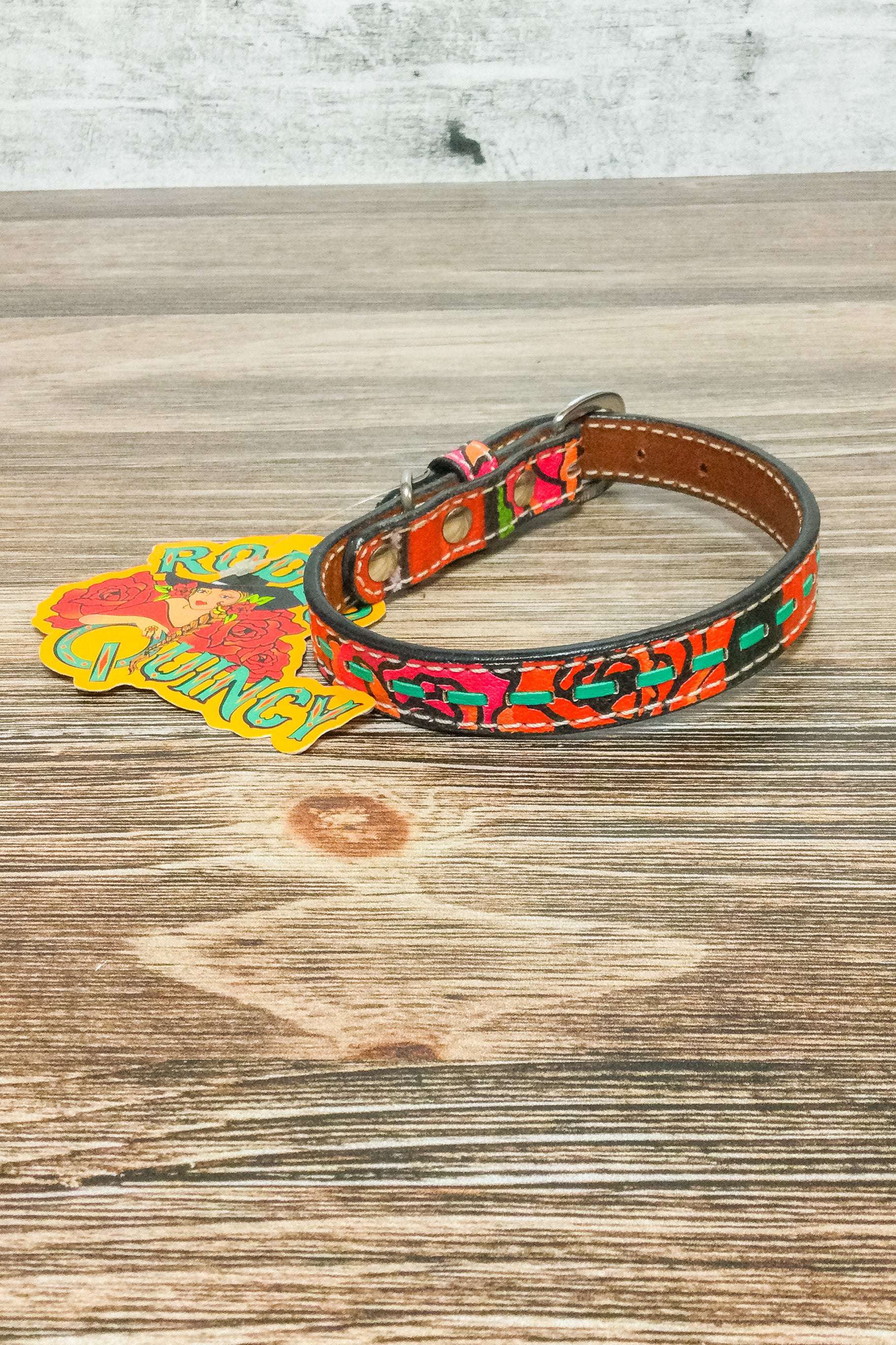 Rodeo Quincy Printed Leather Dog Collar - Floral - The Glamorous Cowgirl