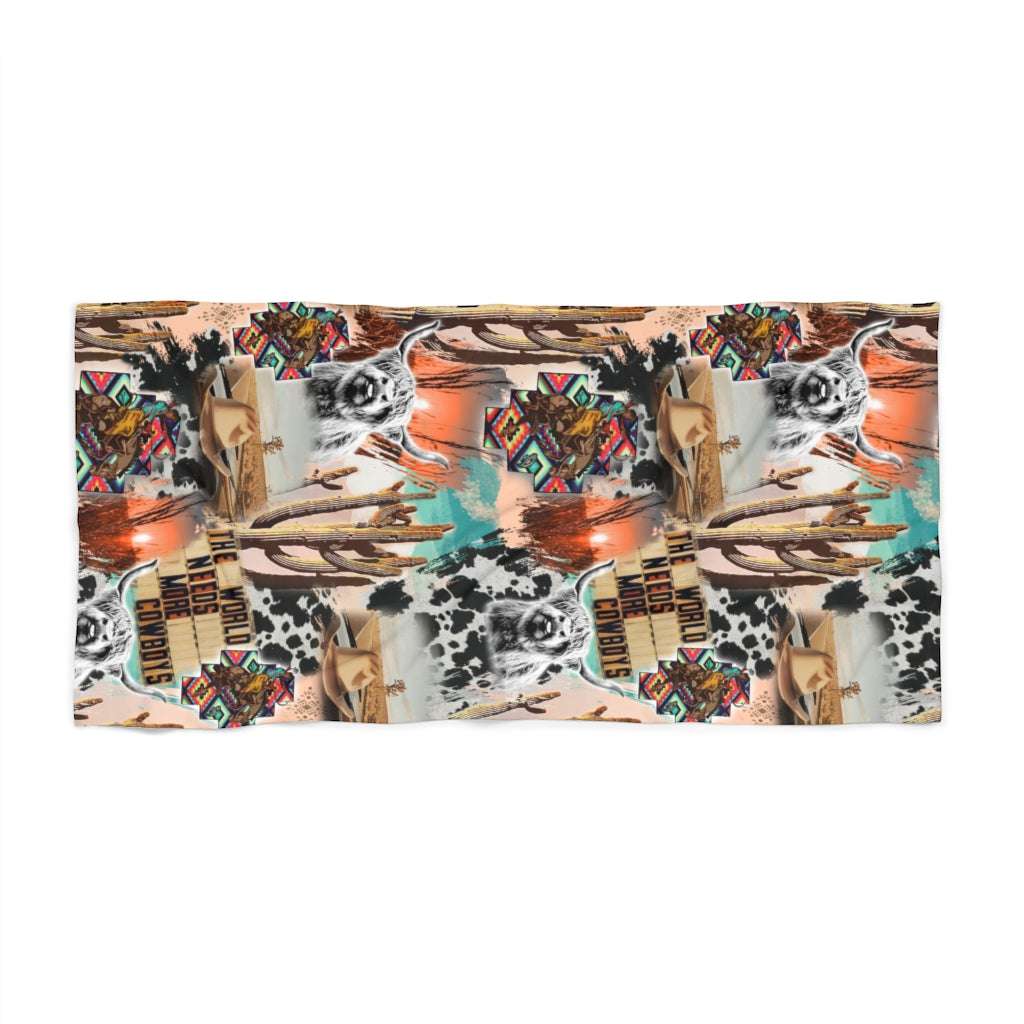 The World Needs More Cowboys Beach Towel - The Glamorous Cowgirl