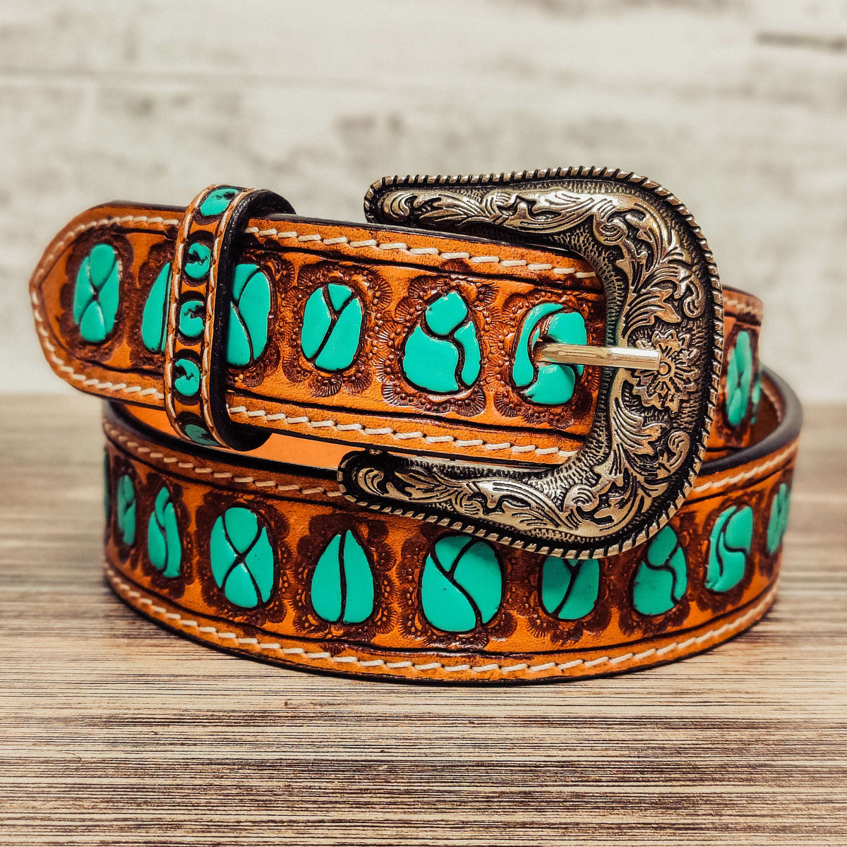 Turquoise Stone Tooled Belt – TGC Brands