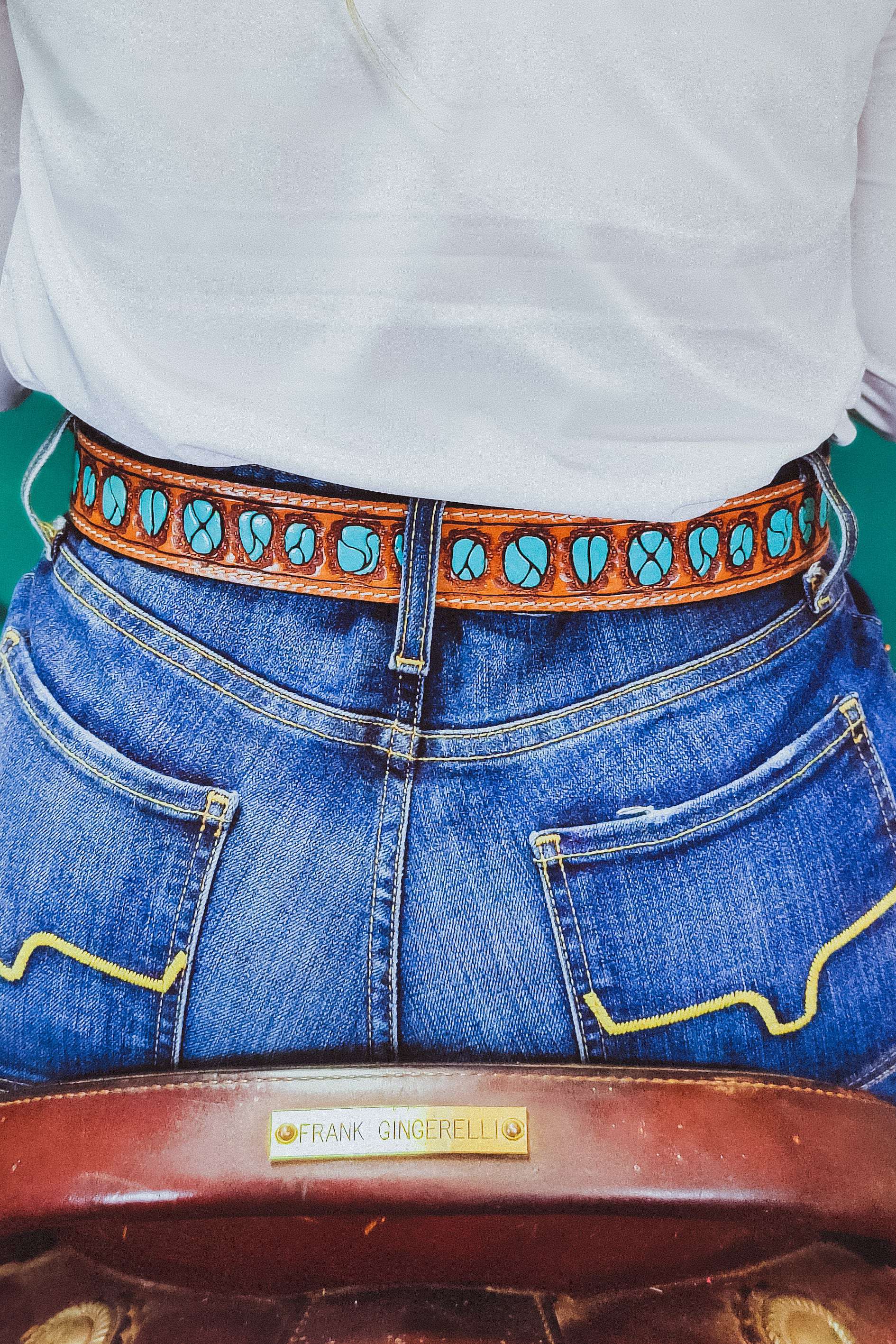 Tooled Turquoise Stone Belt - American Darling - The Glamorous Cowgirl