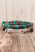 Turquoise & Cheetah Double Laced Barrel Reins - The Glamorous Cowgirl