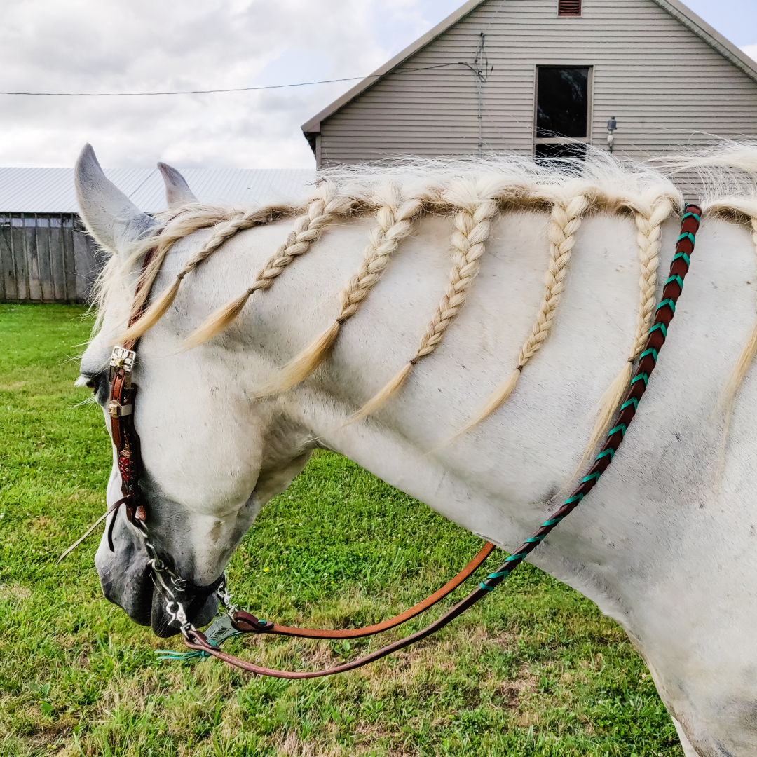 Turquoise Laced Barrel Reins - The Glamorous Cowgirl