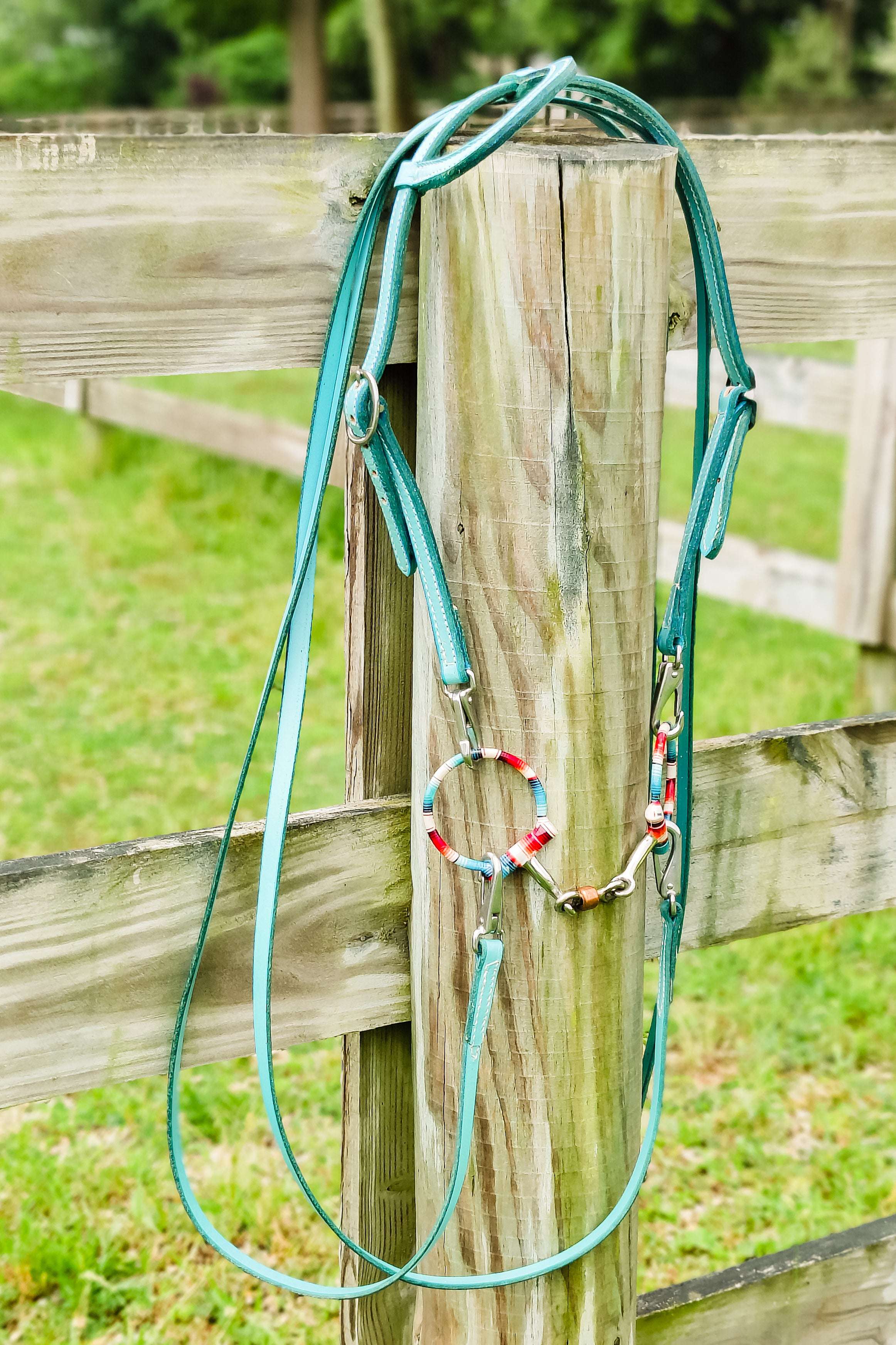 Turquoise Leather Quick Change Working Headstall - The Glamorous Cowgirl