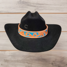 Turquoise Leather Tooled Hat Band - The Glamorous Cowgirl