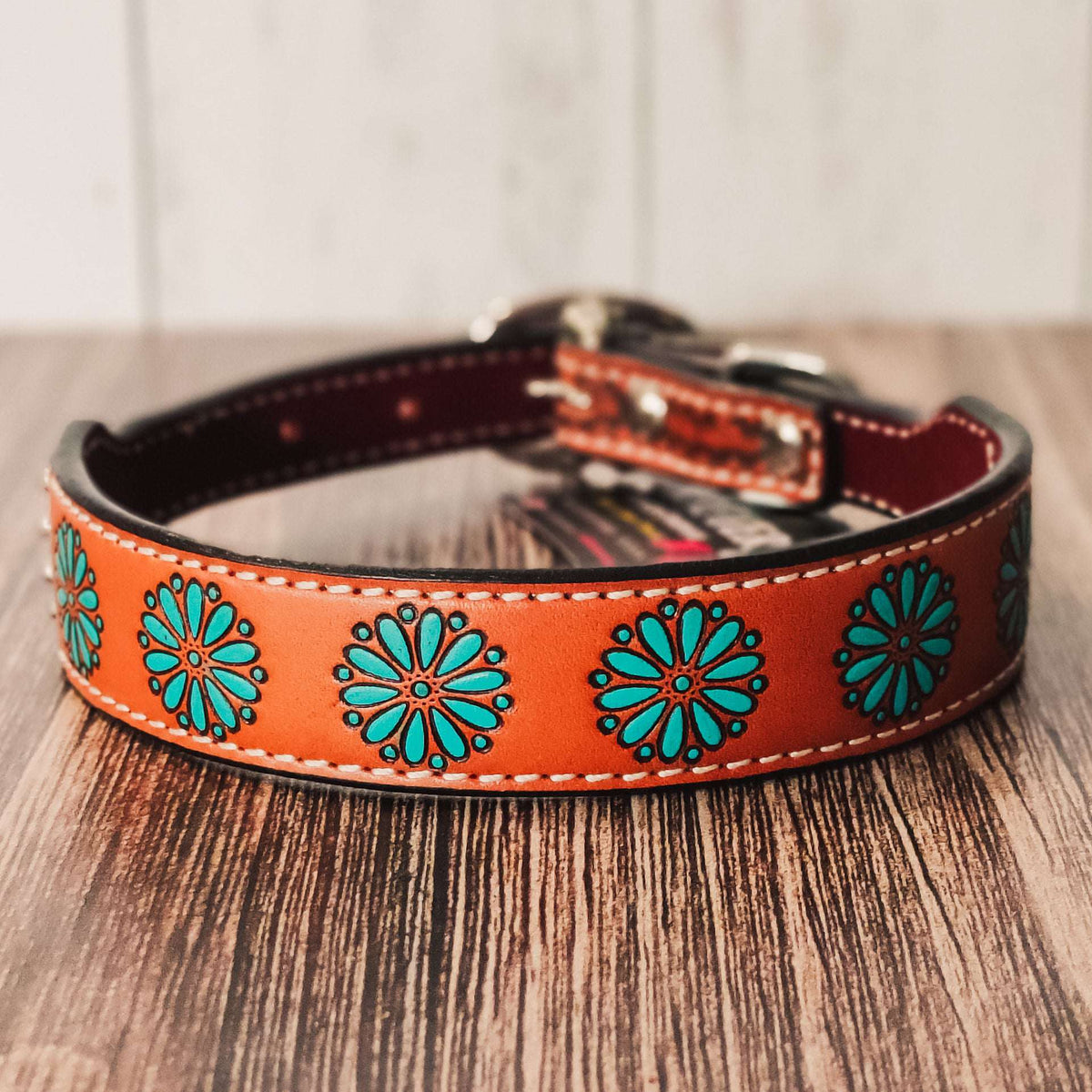 Turquoise Zuni Tooled Dog Collar – TGC Brands display picture 1