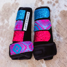 Medium Black Iconoclast Fronts w/ Jewel Aztec Leather and Turquoise and Magenta Glitter Straps