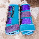 Large Turquoise Dyed Iconoclast Fronts w/ Purple Croc Leather and Purple Glitter Straps