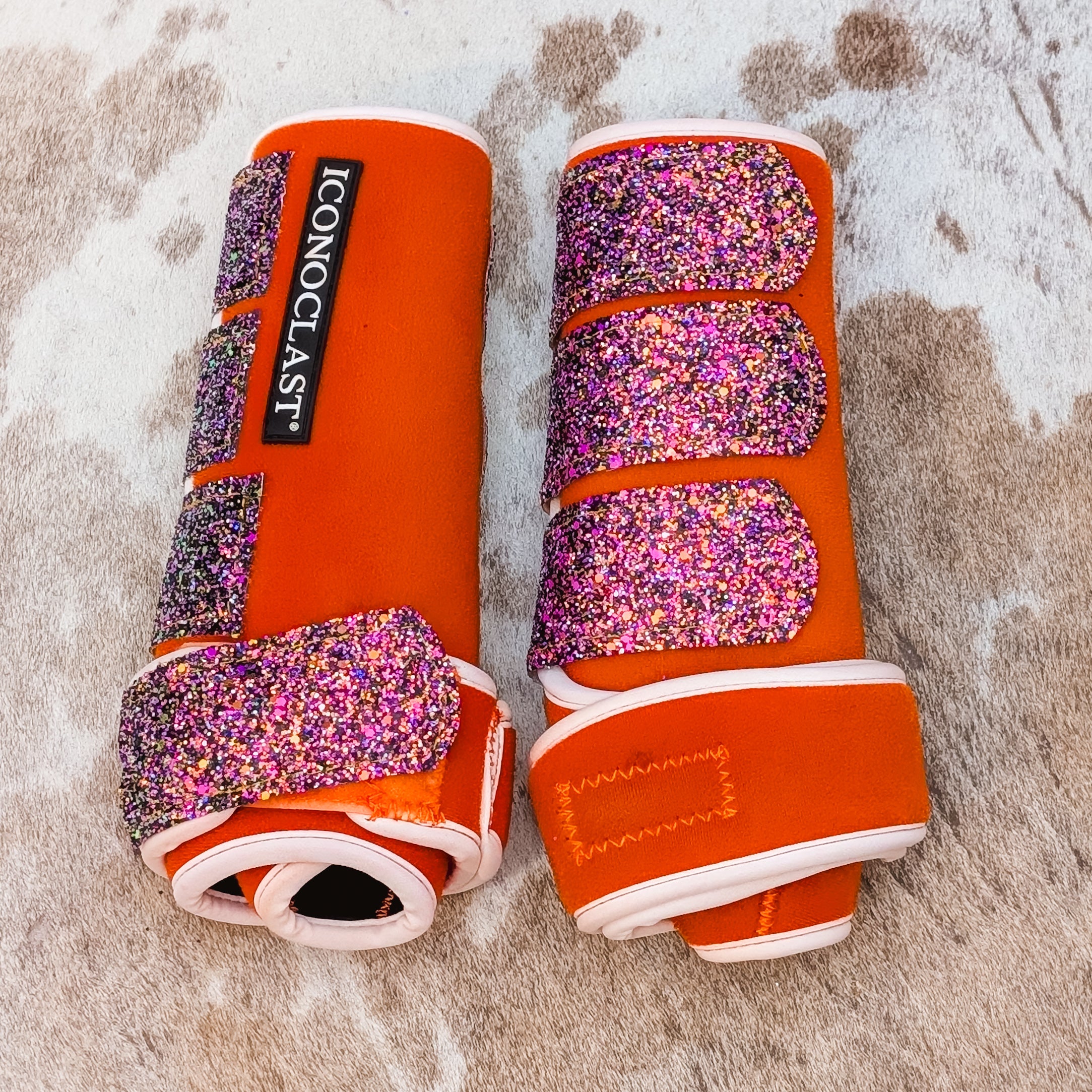 Large Orange Dyed Iconoclast Fronts w/ Halloween Glitter Straps