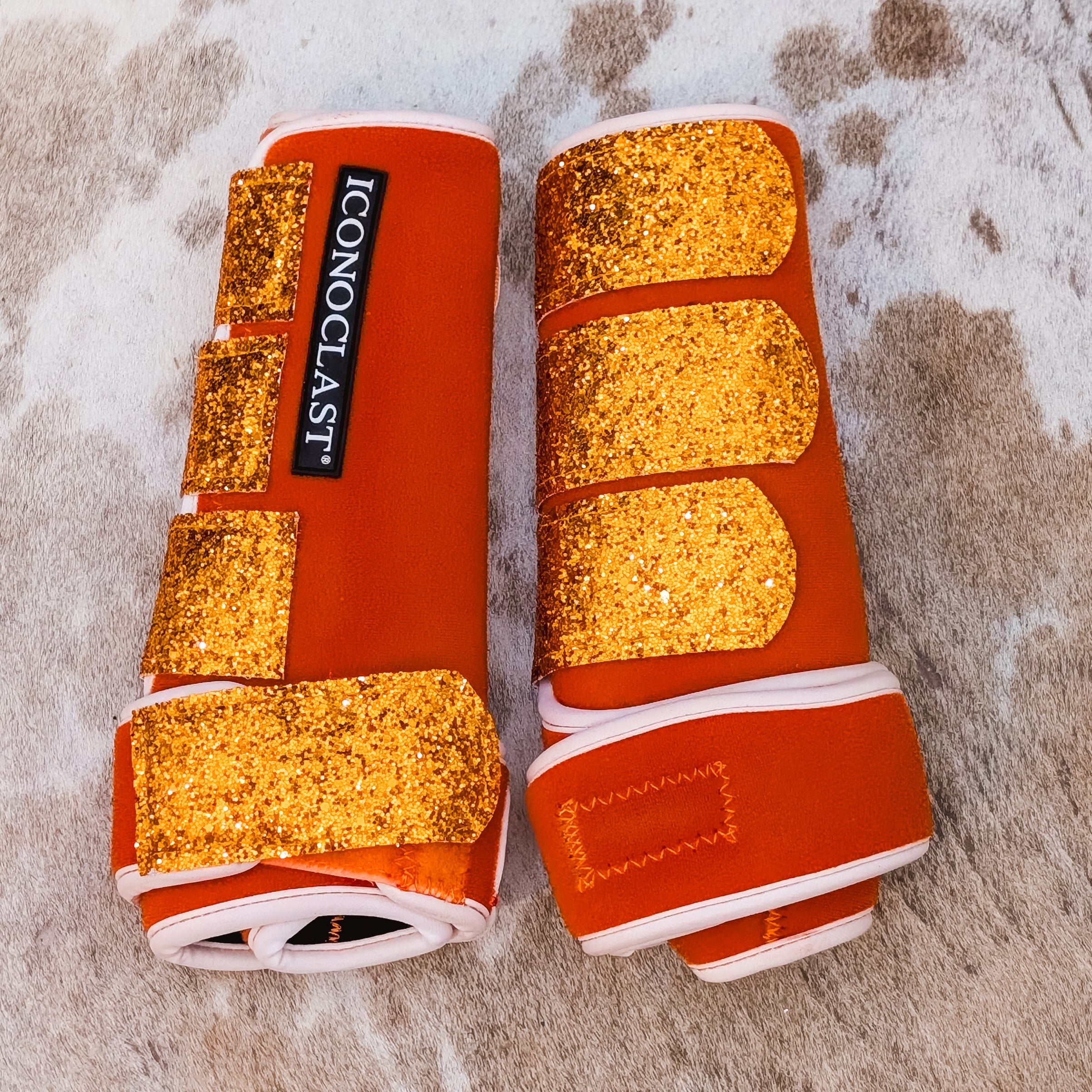Large Orange Dyed Iconoclast Fronts w/ Orange Glitter Straps