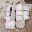 Medium White Iconoclast Fronts & Hinds w/ White Glitter Straps
