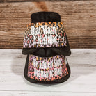 Medium Black "That Wasn't a Mistake" Bells w/ Pastel Cheetah Straps
