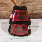 Medium Black "That Wasn't a Mistake" Bells w/ Red Glitter Straps
