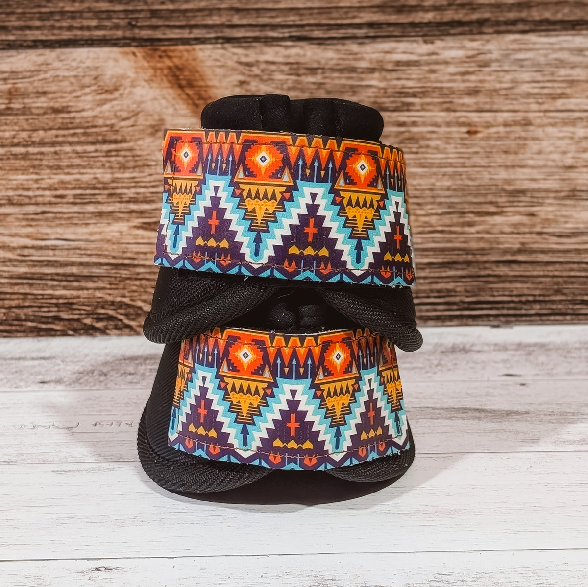 Medium Black Bells w/ Multi Aztec Leather Straps