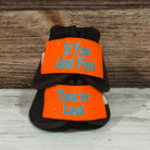 Medium Black "If You Ain't First" Bells w/ Neon Orange Glitter Straps
