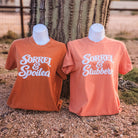 Sorrel & Spoiled and Sorrel & Stubborn Tees side by side