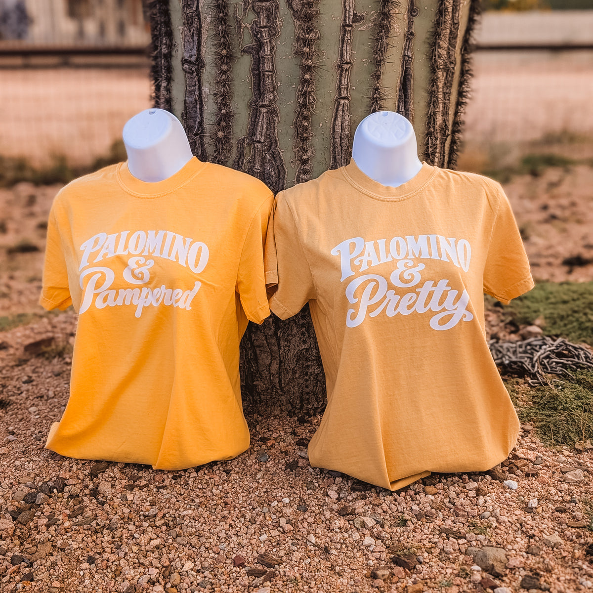 Palomino & Pampered and Palomino & Pretty Tees side by side