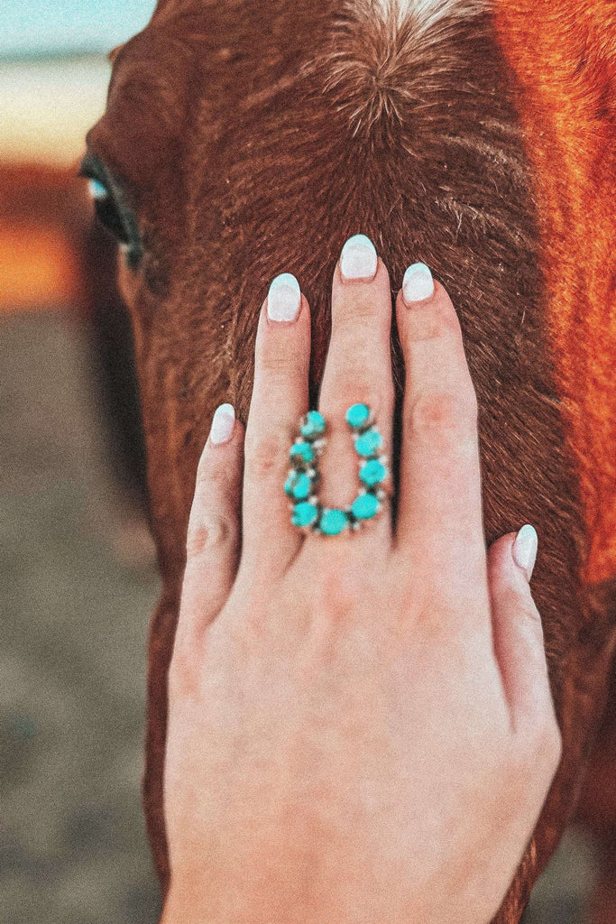 Good Luck Charm Royston Turquoise Horseshoe Ring - The Glamorous Cowgirl