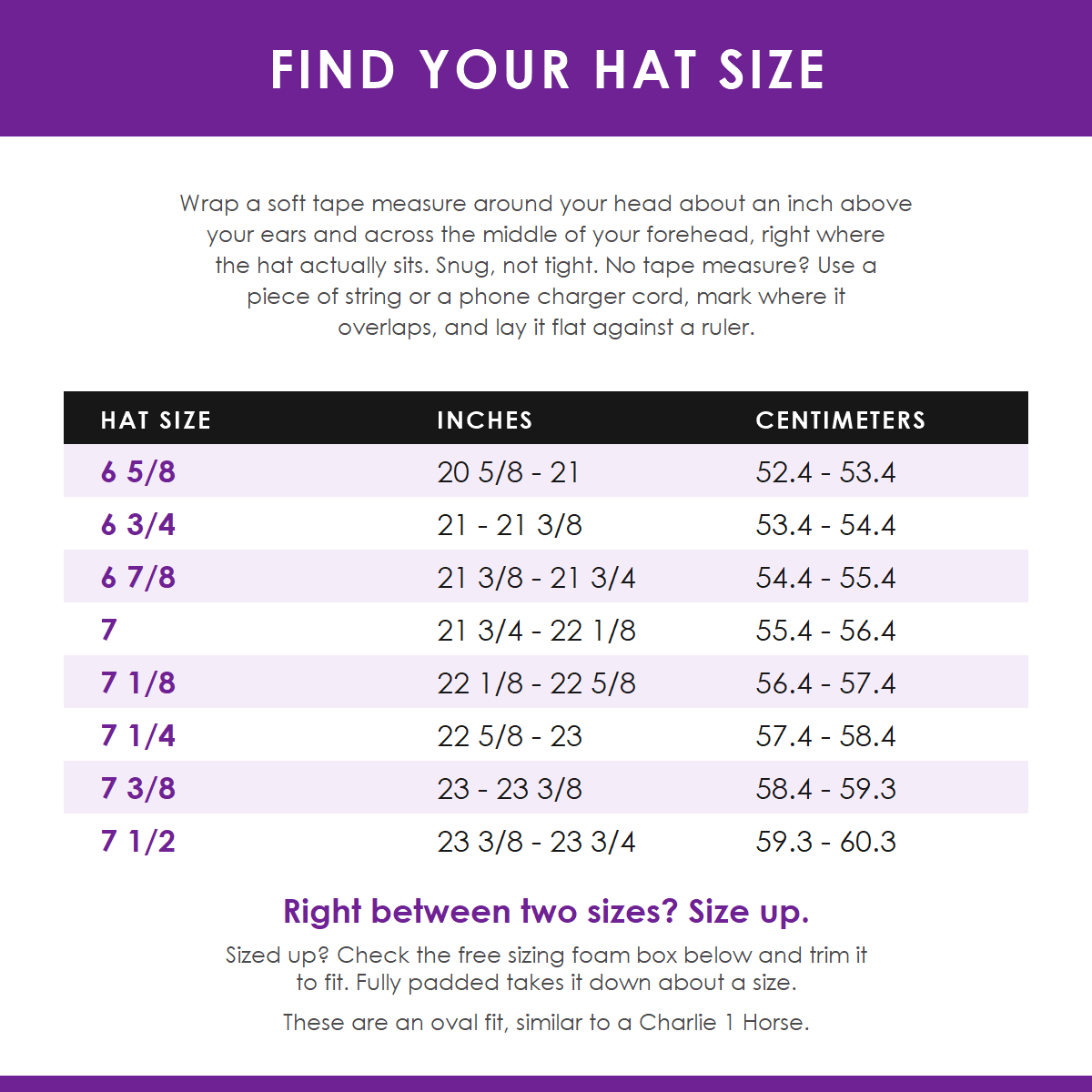 TGC hat size guide: head measurement to hat size
