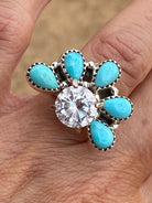 Kingman Turquoise &amp; Sterling Silver  Diamond Wrap Ring - The Glamorous Cowgirl