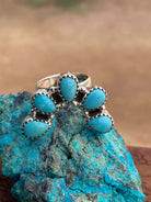 Kingman Turquoise &amp; Sterling Silver  Diamond Wrap Ring - The Glamorous Cowgirl