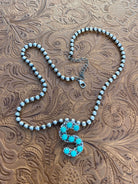 Natural Kingman Turquoise Sterling Silver Letter Necklace - The Glamorous Cowgirl