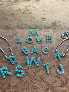 Natural Kingman Turquoise Sterling Silver Letter Necklace - The Glamorous Cowgirl