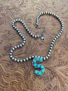 Natural Kingman Turquoise Sterling Silver Letter Necklace - The Glamorous Cowgirl