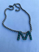 Natural Kingman Turquoise Sterling Silver Letter Necklace - The Glamorous Cowgirl