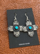 Navajo Turquoise &amp; Sterling Silver Zia Dangle Earrings By Kevin Billah - The Glamorous Cowgirl