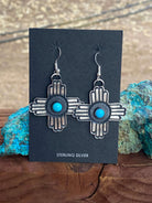 Navajo Turquoise &amp; Sterling Silver Zia Dangle Earrings By Kevin Billah - The Glamorous Cowgirl