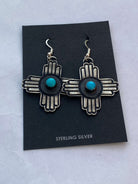 Navajo Turquoise &amp; Sterling Silver Zia Dangle Earrings By Kevin Billah - The Glamorous Cowgirl