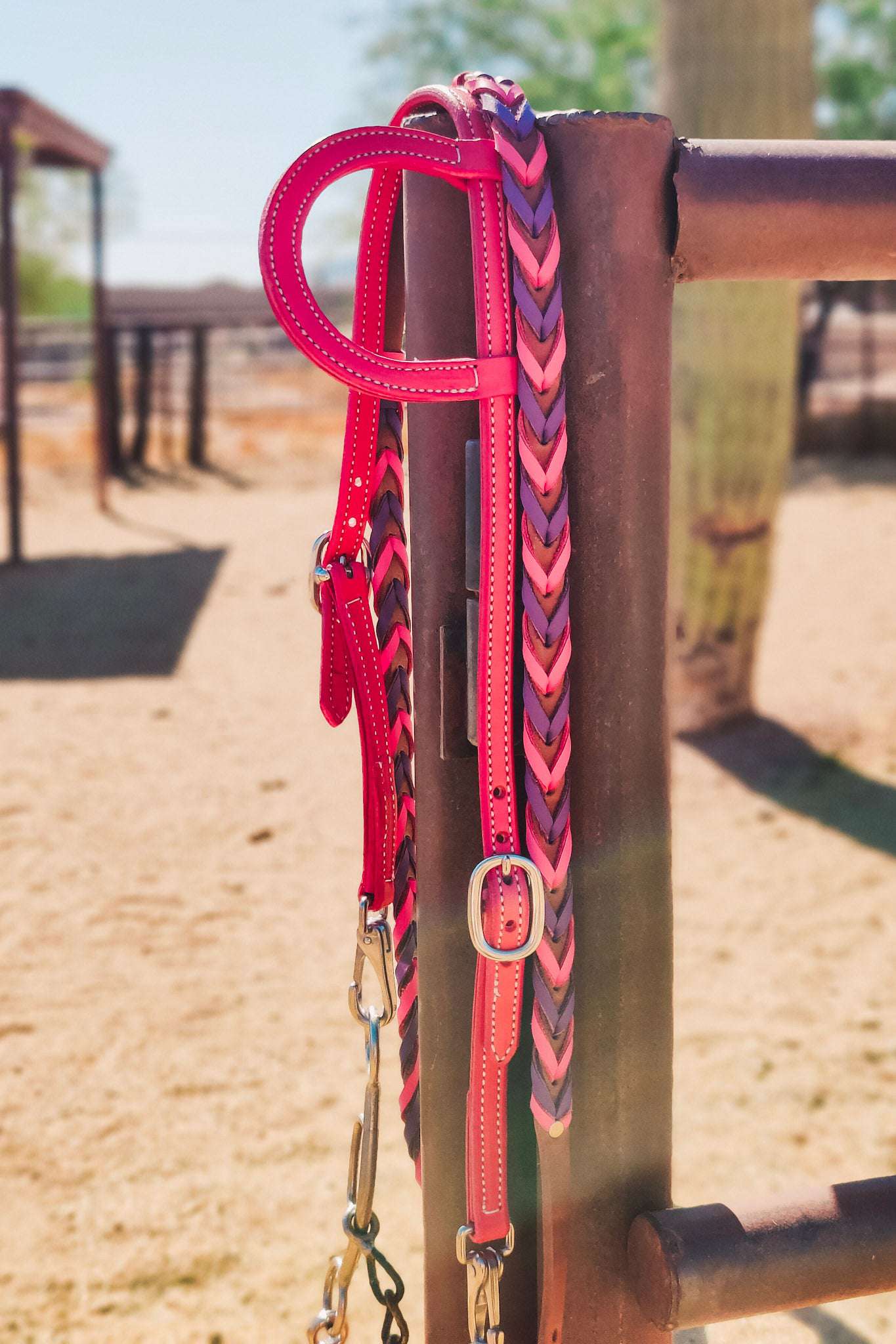 Pink Leather Quick Change Working Headstall - The Glamorous Cowgirl