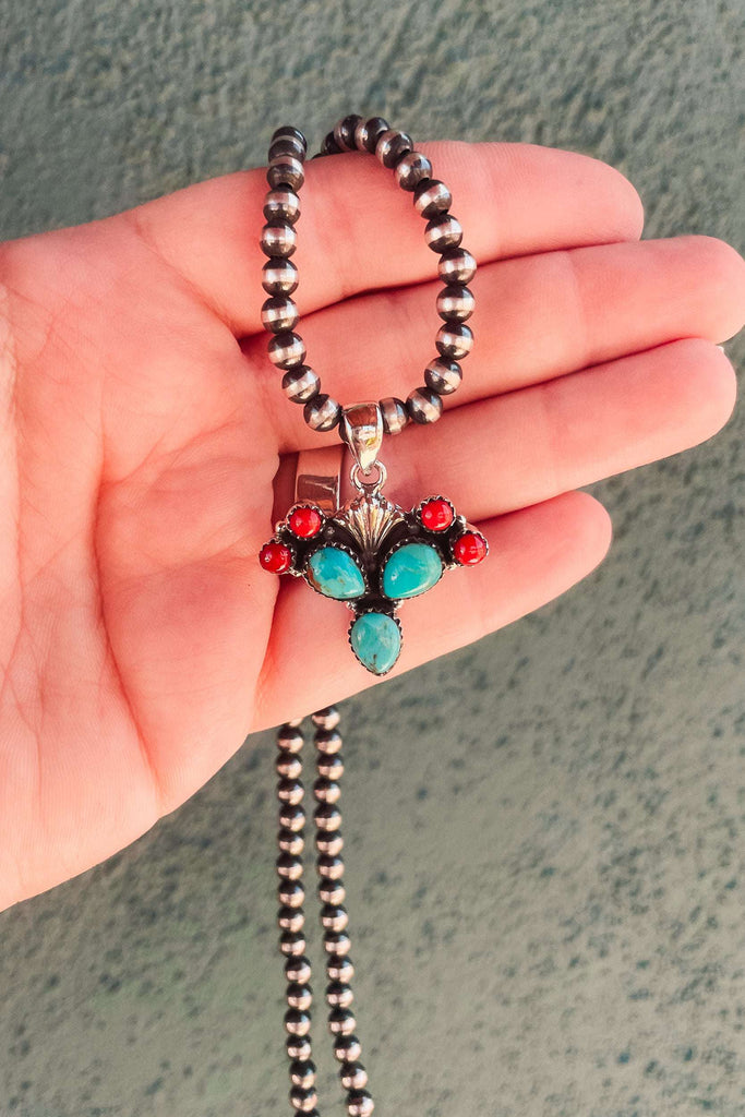 Prickly Pear Kingman Turquoise Necklace Pendant - The Glamorous Cowgirl