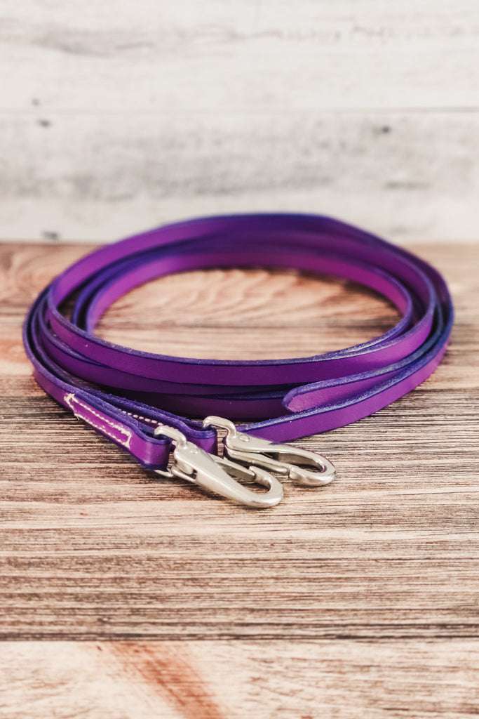 Purple Leather Split Reins - The Glamorous Cowgirl