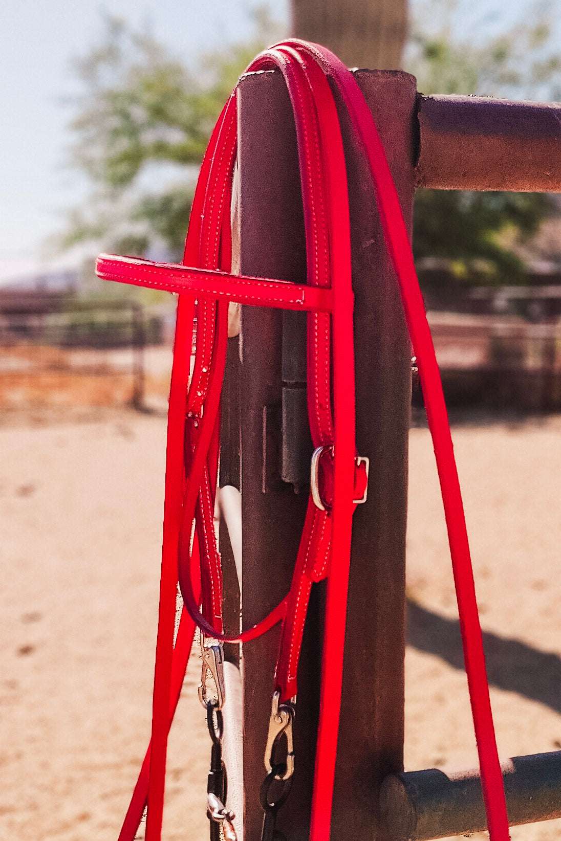 Red Leather Quick Change Working Headstall - The Glamorous Cowgirl