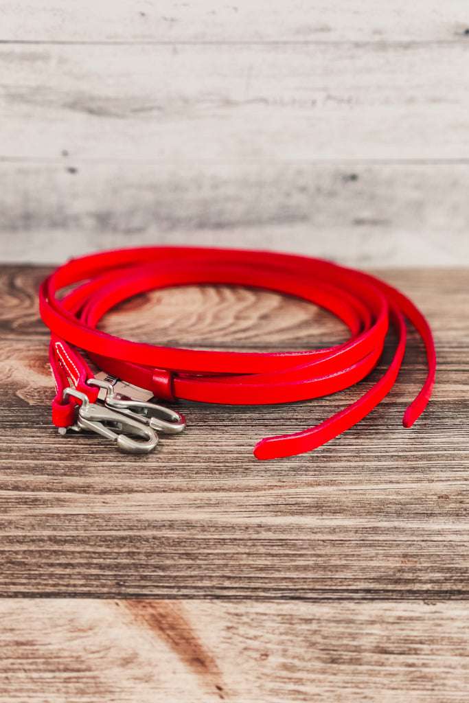Red Leather Split Reins - The Glamorous Cowgirl